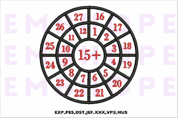 Addition Wheel 15 Embroidery Design