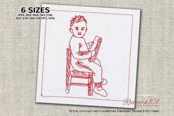 Boy Reading a Book: A Redwork Embroidery Review